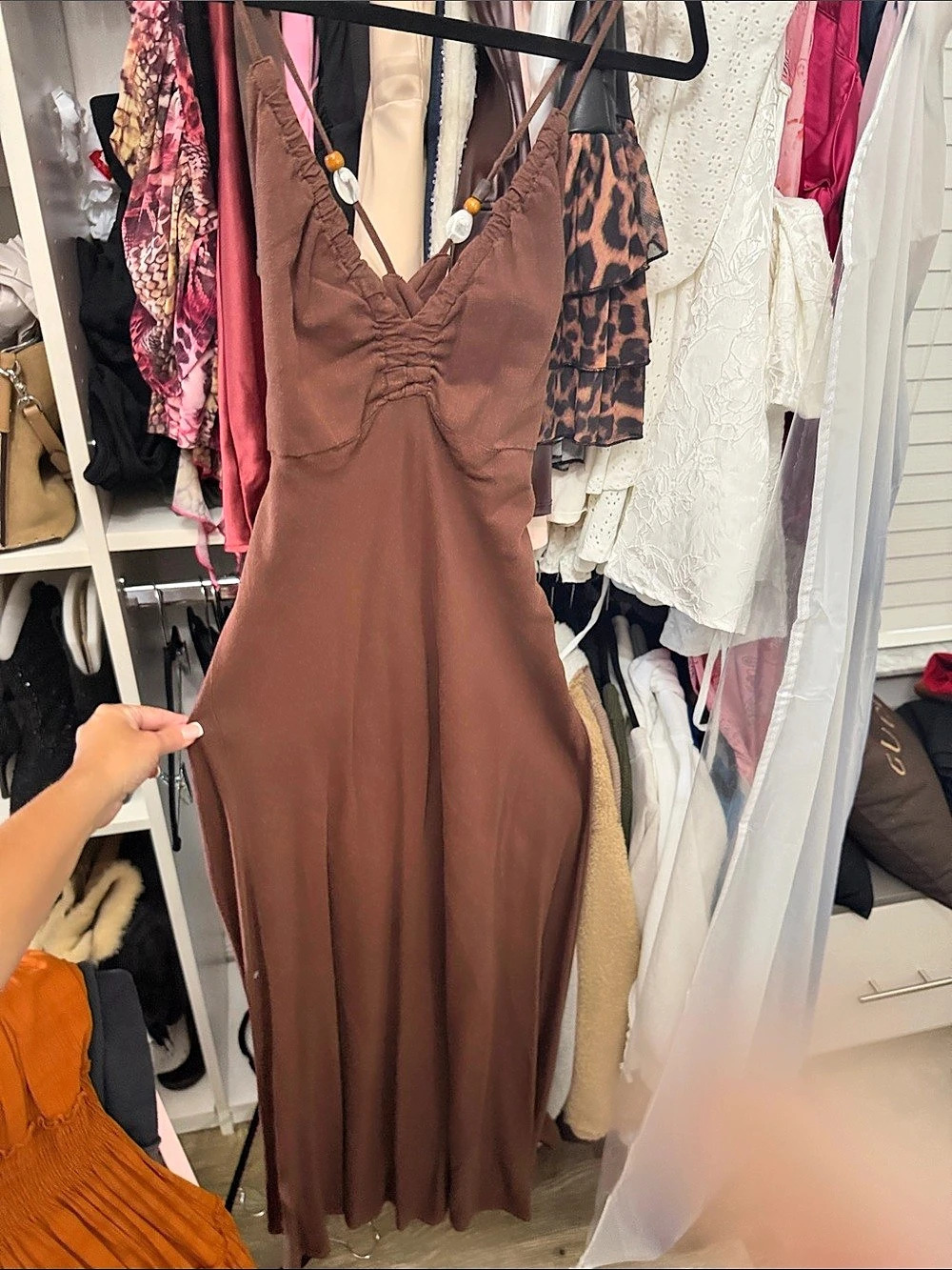 Zara Brown Maxi Dress Size medium NWT
